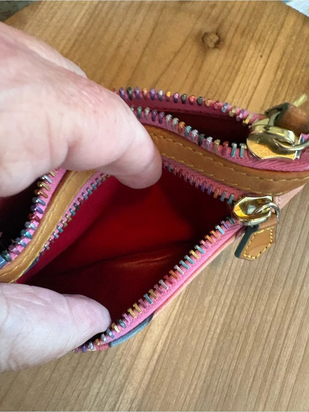 Dooney & Bourke Pink Novelty Coin Purse Keychain Heart Charm Multicolor Zip